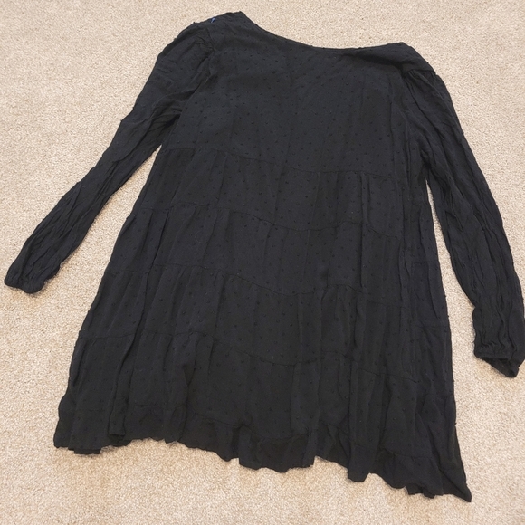Urban Outfitters Womens Textured Long Sleeve Black Tiered Mini Dress Size XL - Picture 8 of 8